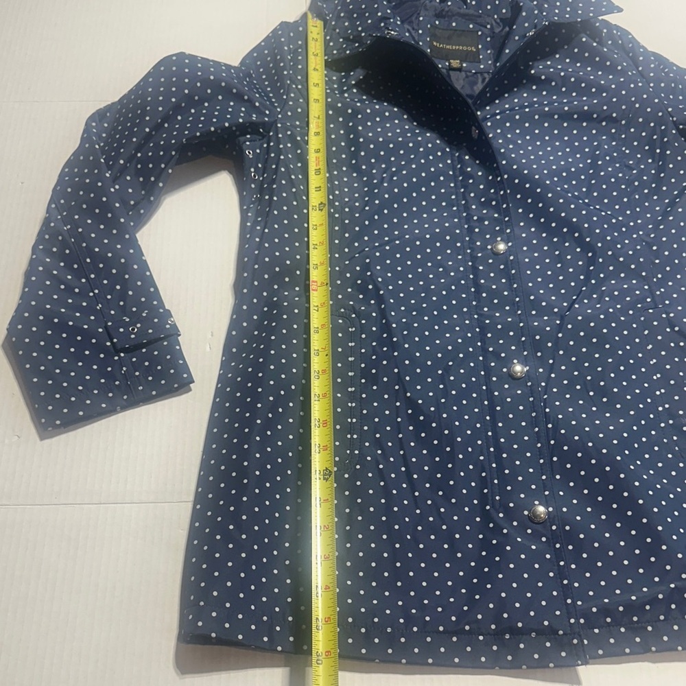 NWT Weathrproof Navy & white Polka Dot Raincoat w pockets zipper and buttons - Picture 3 of 15